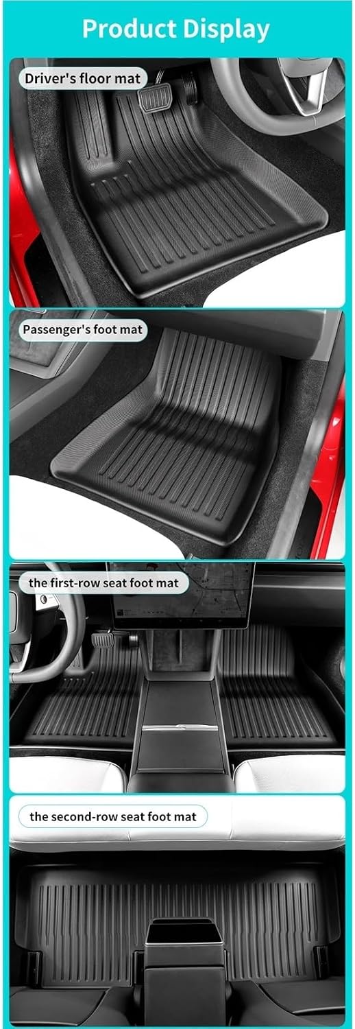 Compatible for Tesla Model 3 Highland 2024 TPE 3D Car Floor Mats Cargo Liner Trunk Pad Waterproof Protective Accessories(24MODEL3 LHD 3PCS)
