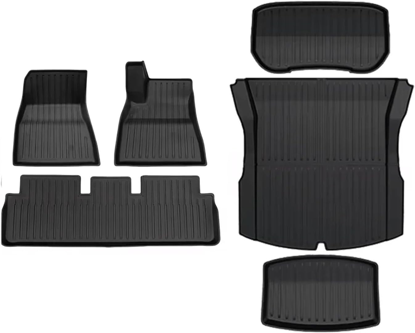 Compatible For Tesla Model 3 Highland 2024 2025 Floor Mats TPE Waterproof Anti-Slip Trunk Mat Rubber Driver Passenger Rear Cargo Liner(6pcs RHD)
