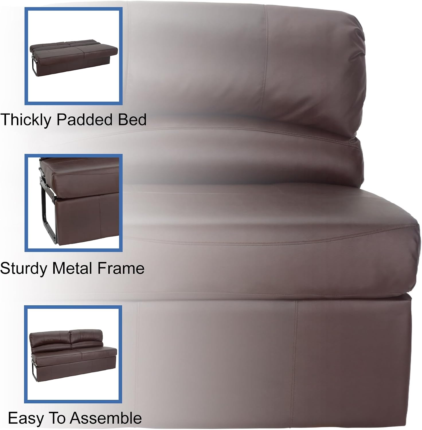 RecPro Charles RV Jackknife Sofa | Love Seat | Sleeper Sofa | Length Options 62', 68', 72' (72 Inch, Mahogany)