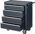 Metal Rolling Tool Box Organizer | Lockable Tool Chest with Wheels | Toolbox with 4 Sliding Drawers | Tool Storage Box Organizer for Garage Home Workshop & Tool Room