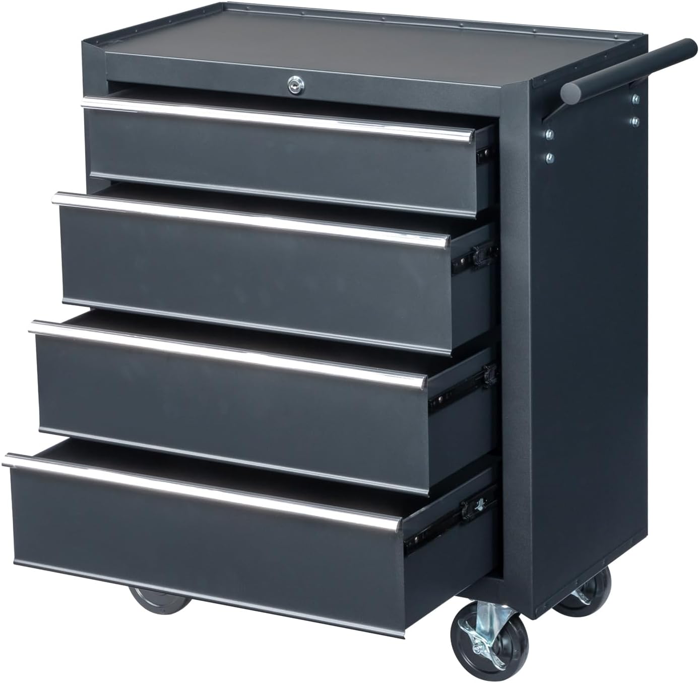 Metal Rolling Tool Box Organizer | Lockable Tool Chest with Wheels | Toolbox with 4 Sliding Drawers | Tool Storage Box Organizer for Garage Home Workshop & Tool Room
