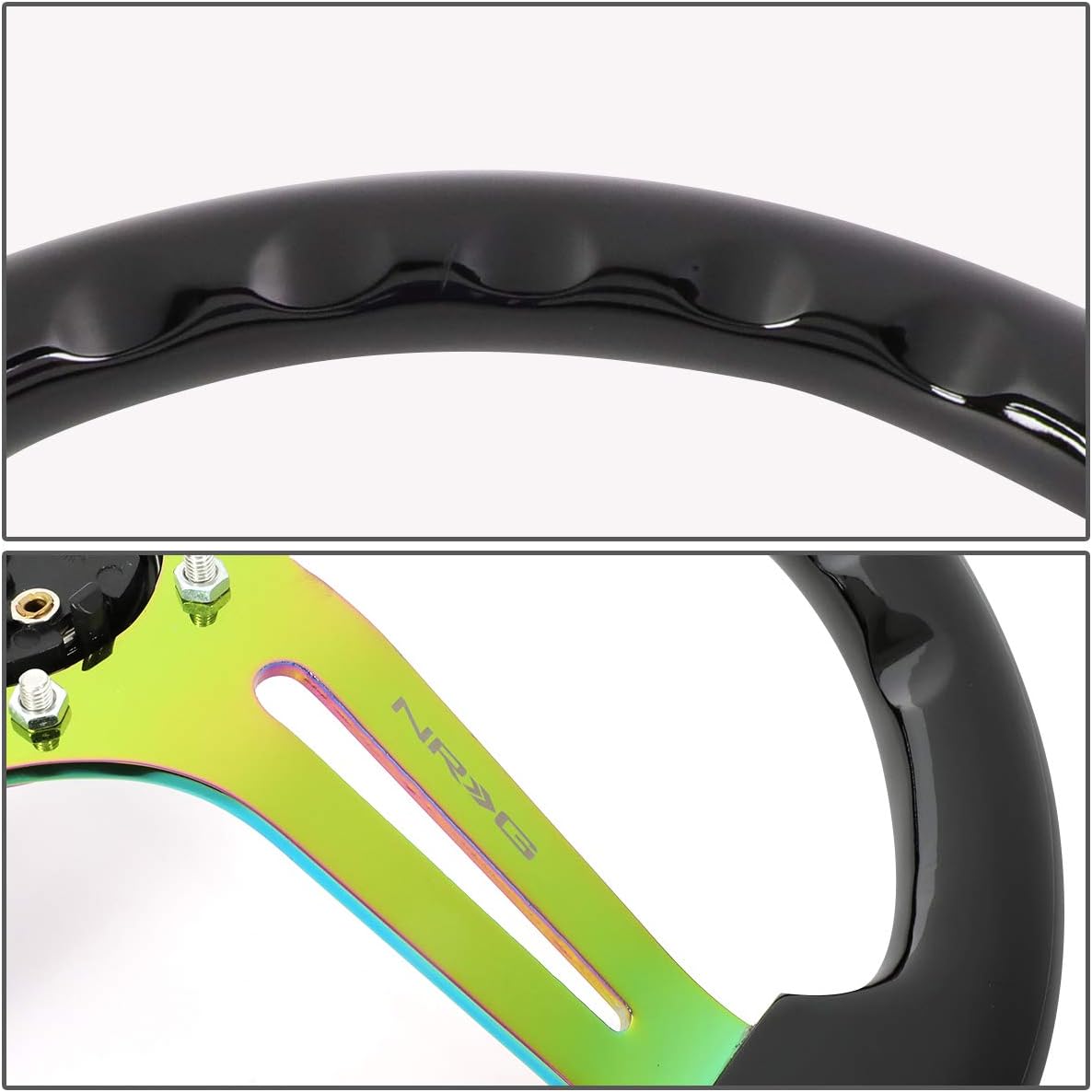 NRG RST-018BK-MC Reinforced Stering Wheel - Black Colored Wood with Neo Chrome Spokes