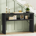 BON AUGURE Console Table with Storage, Black Entryway Table, Wooden Couch Tables Behind Sofa for Living Room, 2 Tier Front Door Entrance Tables (Black Oak, 47 Inches)