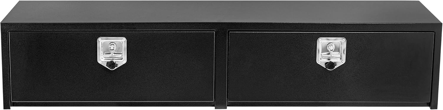 Garvee Black Steel Underbody Truck Tool Box, Truck Bed & Underbelly RV Storage Box, Locking t-Latch, Weather-Resistant, Heavy-Duty Job Box for Pickup Truck Bed, RV, Trailer, 60 in x 16 in x 13 in