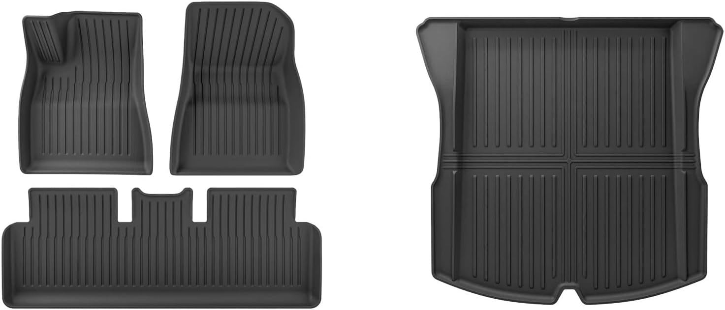 Compatible with Tesla Model 3 Highland 2024 TPE Floor Mats Cargo Liners All Weather Waterproof Trunk Mats Left Right Hand Drive(4PCS LHD)