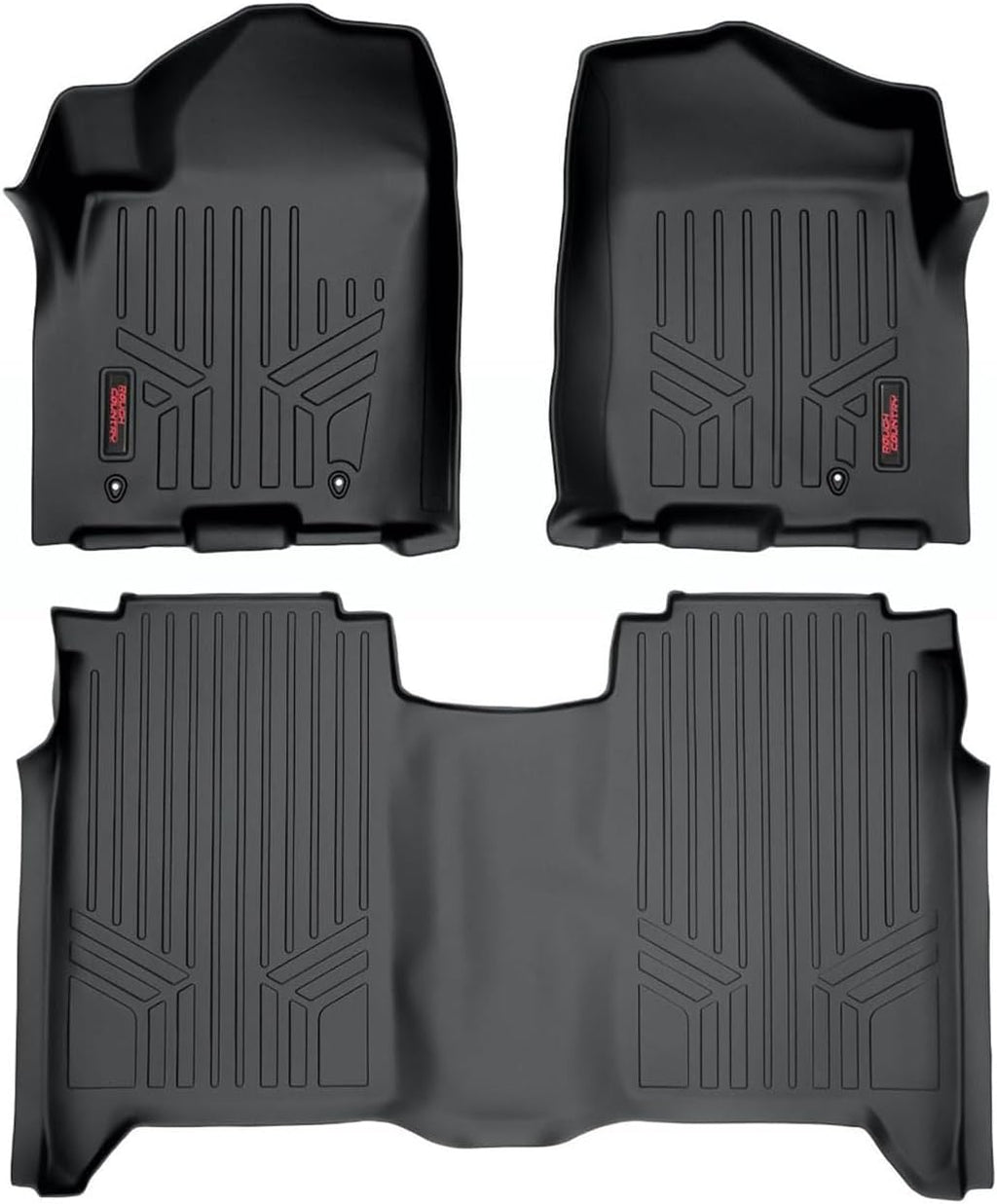 Rough Country All Weather Floor Mats for Nissan Titan Crew Cab (2004-2015) - Non-Slip Waterproof Flexible Floor Mat, Front & Rear Set