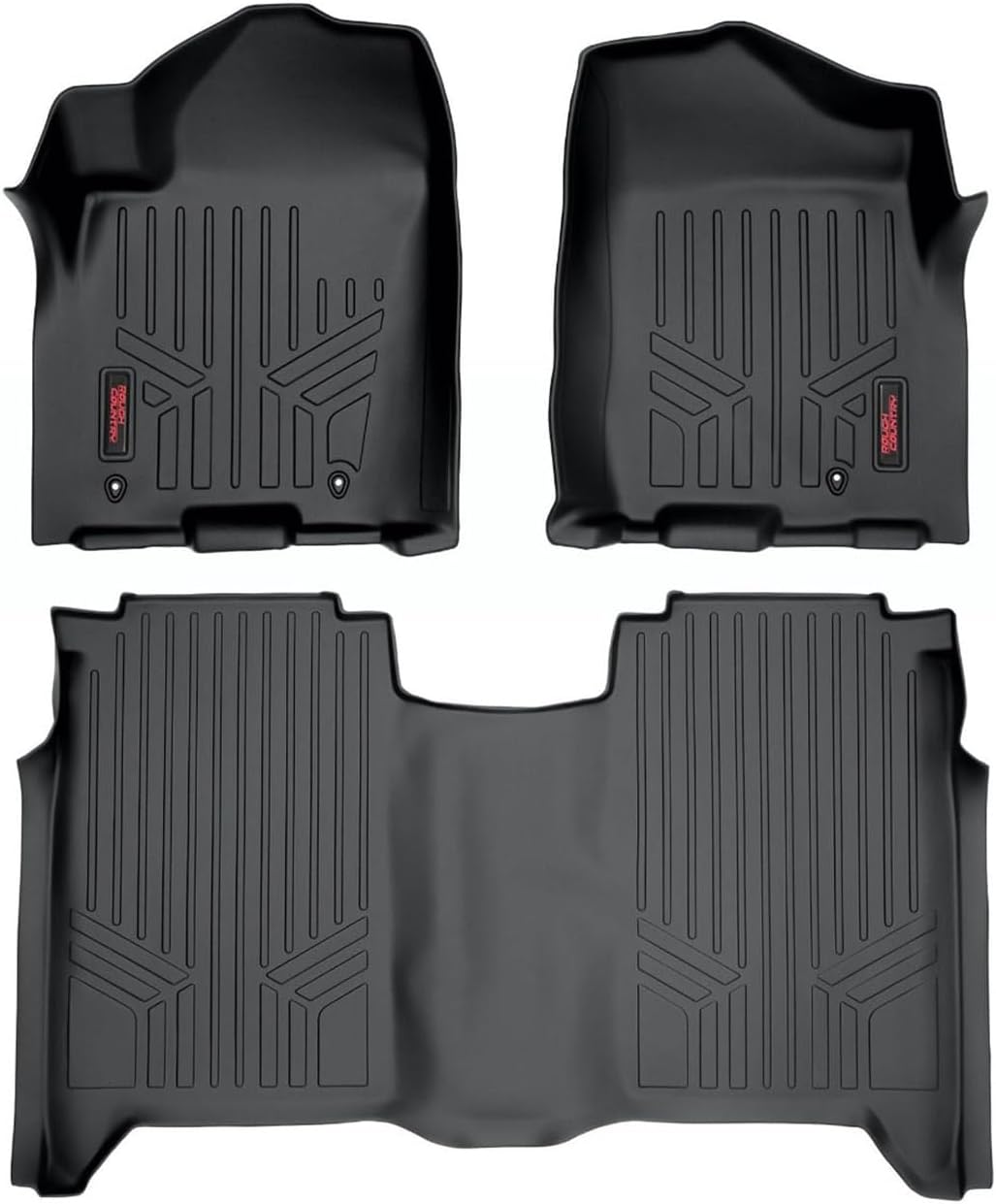 Rough Country All Weather Floor Mats for Nissan Titan Crew Cab (2004-2015) - Non-Slip Waterproof Flexible Floor Mat, Front & Rear Set