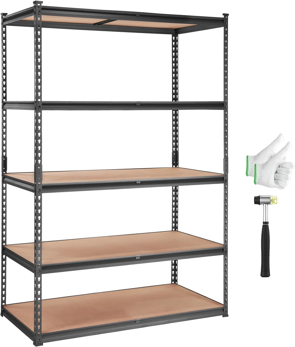 VEVOR Storage Shelving Unit, 5-Tier Adjustable Storage Shelves, 48' L x 24' W x 72' H Heavy Duty Garage Storage Shelves, Metal Shelves for Kitchen Pantry Basement Bathroom Laundry