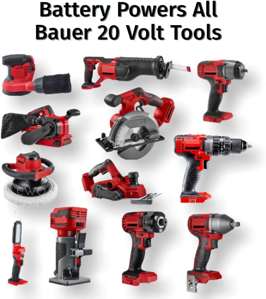 Generic NEW! Fits BAUER 20-Volt Lithium-Ion Cordless Combo Kit (3-Item Bundle) with 4-1/2 in. Contractor Grade Circular Saw, 5Ah High Capacity Battery & Rapid Charger, Red and Black, BAUKIT-8401