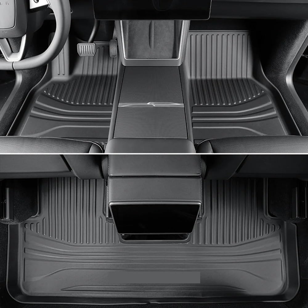 Compatible with Tesla Model Y Launch 2025+ Juniper TPE Floor Mats & Cargo Liner, All Weather Trunk Mats Floor Liner Backrest Mats LHD(Orange)