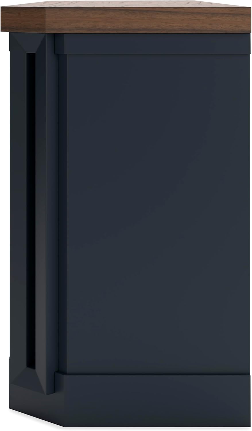Signature Design by Ashley Landocken Contemporary 83' TV Stand for TVs up to 95' with Fireplace Option, 2 Cabinets, 2 Doors, 2 Adjustable Shelves, Open Cubbies and Cord Openings, Dark Brown & Blue