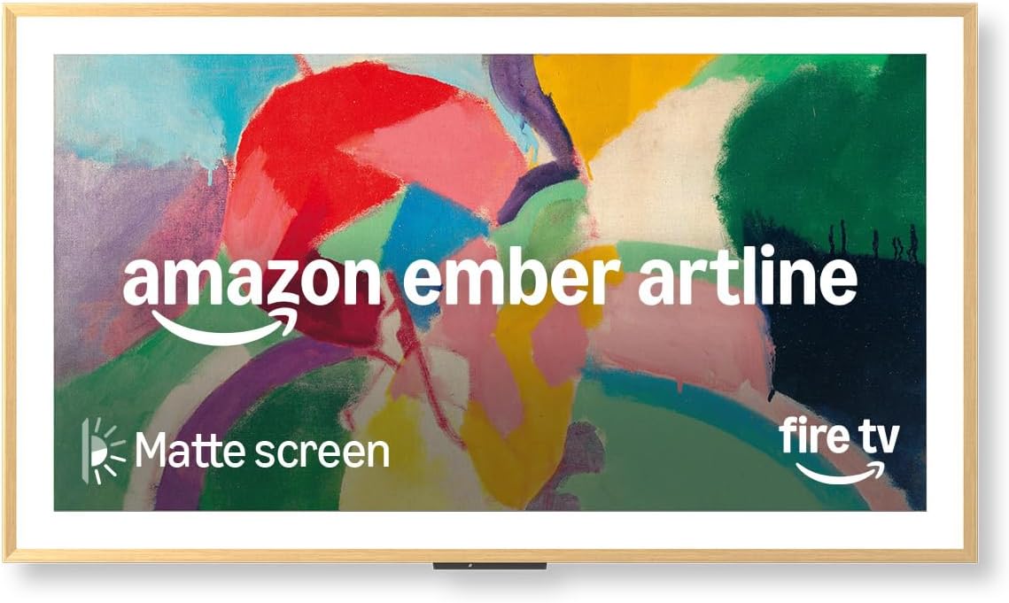 Amazon Ember Artline 55' with Fire TV (newest model), 4K Ultra HD QLED smart TV with free art and photos, anti-glare display, custom frames, Dolby Vision, find shows faster with Alexa+ - Ash