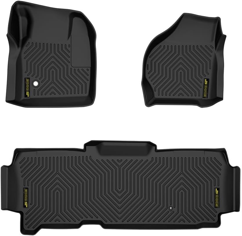 ALLGOOD TPE All Weather Car Floor Mats Compatible with Ford F250 F350 Super Duty Super Cab 1999-2007 3PCS 1st & 2nd Row Floor Liners for Car Black
