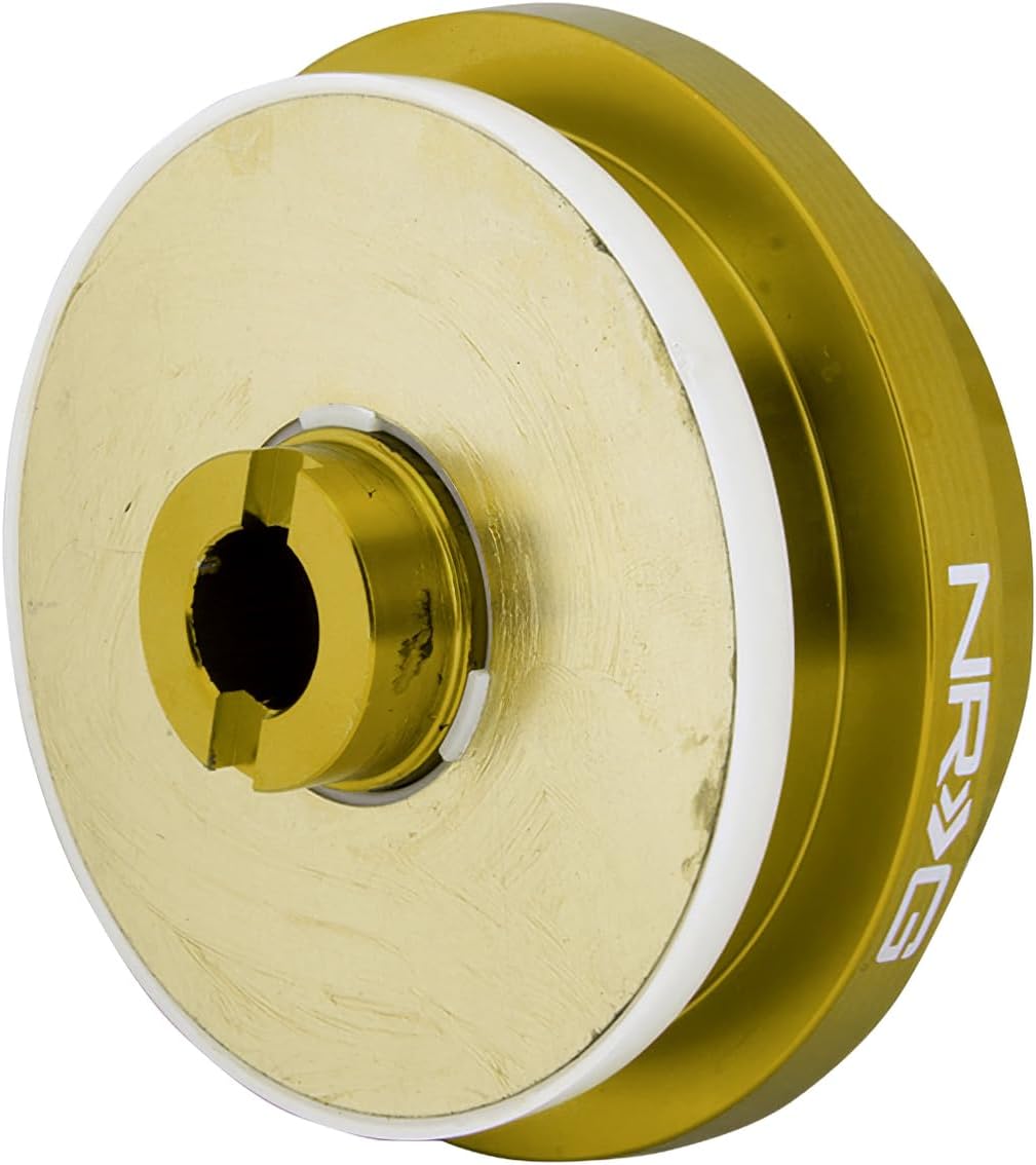 NRG Innovations Racing Style Steering Wheel Short Hub, Lockable Aluminum Steering Shaft, 6x70mm Bolt Pattern Quick Release Adapter Unit, Compatible For 92-96 Honda/Acura, Chrome Gold, NRG-SRK-110H-CG