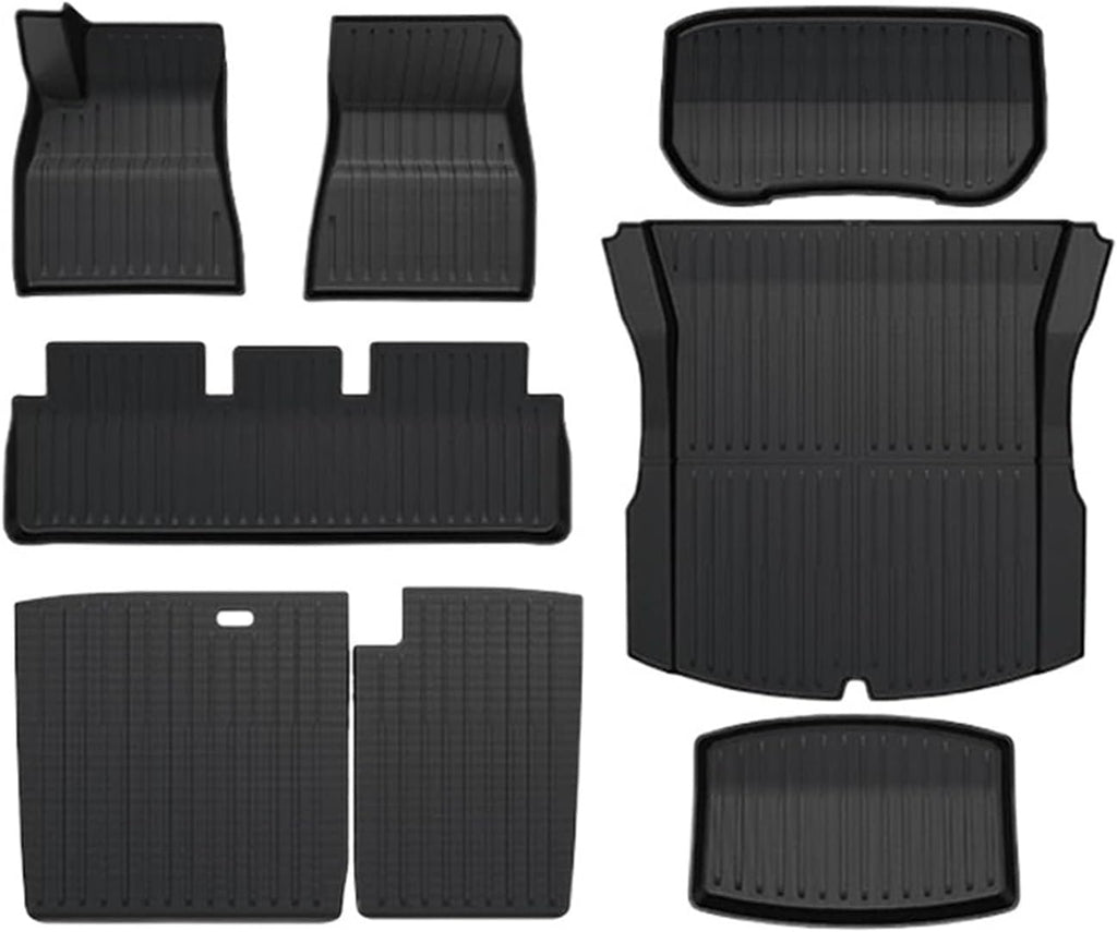 Car Floor Mats Cargo Liner Waterproof Anti-Slip Trunk Mat TPE Pads Accessories，Compatible for Tesla Model 3 2024 Highland(for Model 3 9Pcs Mats)