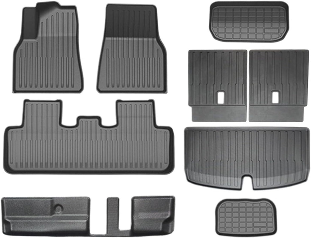 for Tesla Model Y 7 Seater and 5 Seat All Weather TPE Waterproof Slip Floor Mat Cargo Liner 2020-2023 Accessories(Y-7-Seat FT-8-LHD)