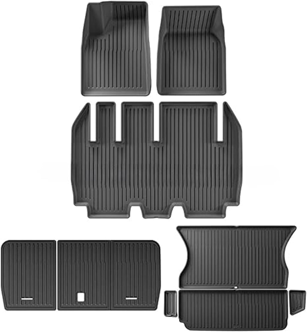 Compatible for Tesla Model X 2024 5/6/7 Seat TPE 3D Car Floor Mats Cargo Liner Trunk Pad Waterproof Protective Left Rudder(5seats 9PCS)