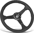 NRG Innovations RST-037MB-BGD-R 350mm Sport Steering Wheel (1.5' deep) Perforated Leather with Goal Digger Black stitching in front - Matte Black Solid Spokes