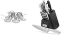 Cuisinart 77-11G Chef's Classic Stainless 11-Piece Cookware Set & Cuisinart 15-Piece Stainless Steel Hollow Handle Block Set, C77SS-15PK