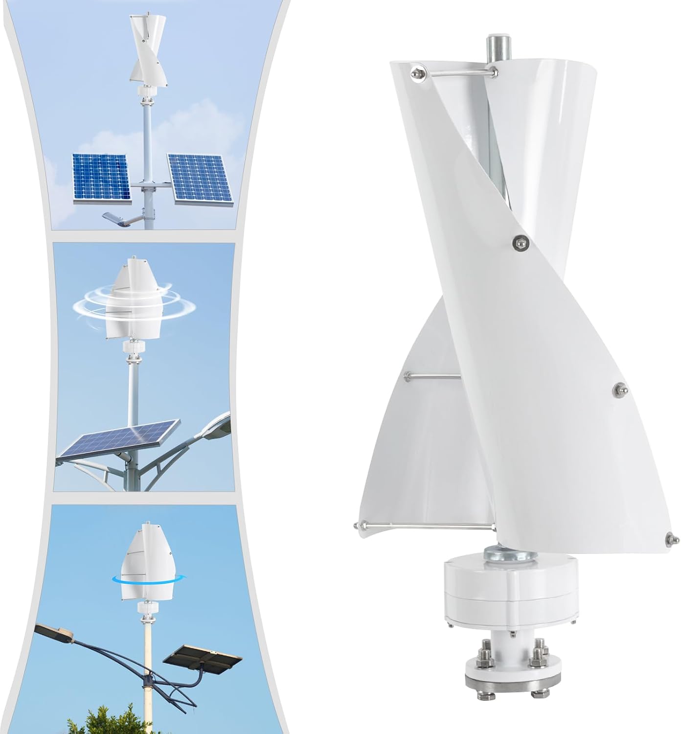 Wind Turbine, 100W Vertical Axis Wind Turbine Generator Controller Wind Generator Kit 12V Wind Turbine Machine Wind Power Generator Wind Power Tool for Home, Business, Boats, Gazebos (White)