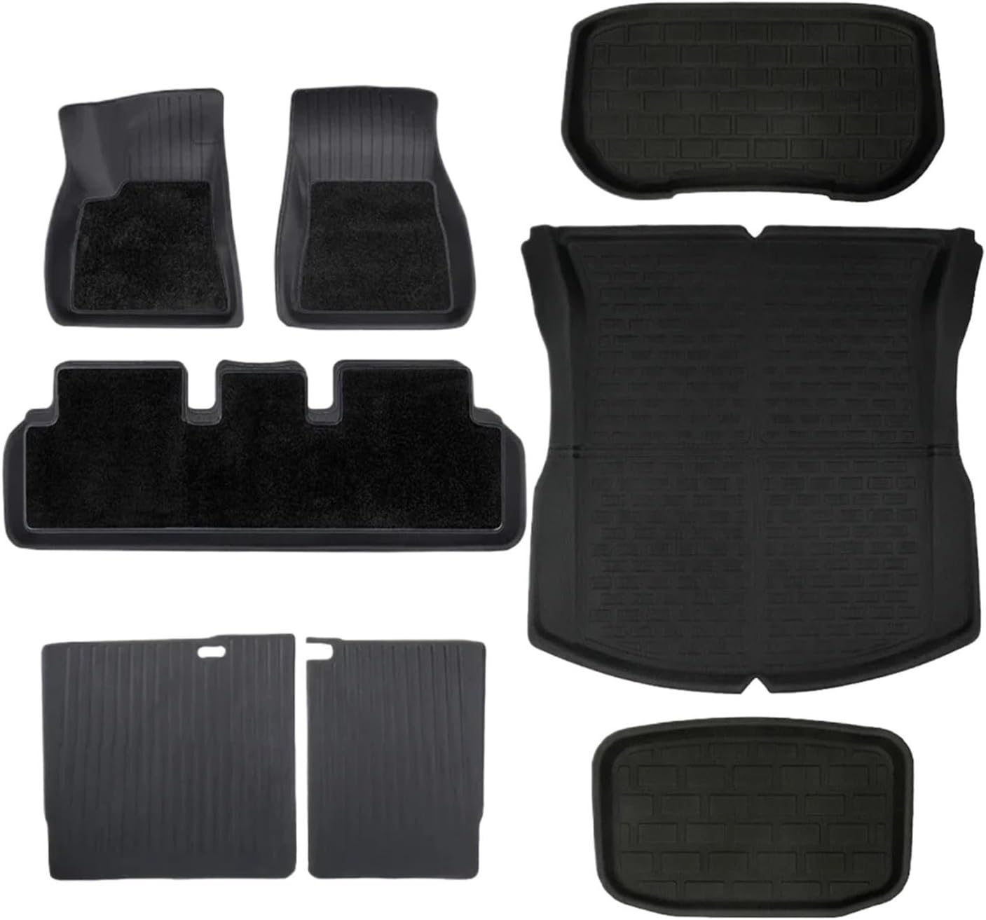 Floor Mats Compatible with Tesla Model 3 Highland All-Weather Cargo Liner Rear Cargo Tray Trunk Mat with Backrest Mat Interior Accessories(DL-FM-11PCS,Right-Hand Drive)