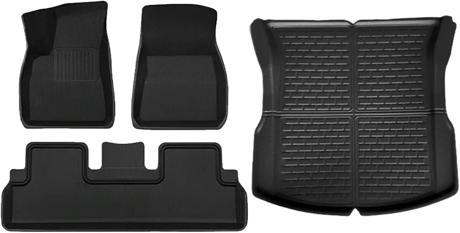 Compatible with Tesla Model 3 2024 XPE Floor Mats All Weather Floor Mats Front Rear Frunk Cargo Liner Set(4PCS LHD)