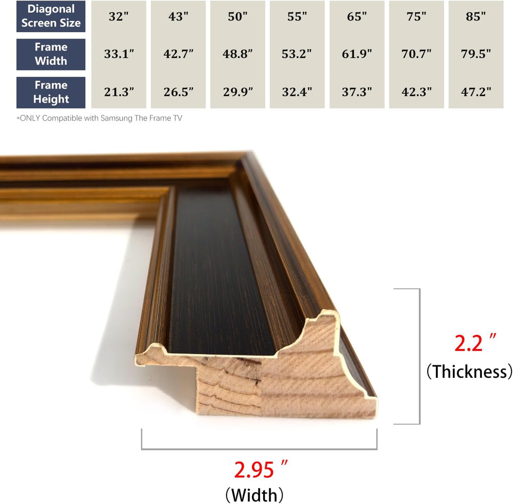 Black TV frame 43' (Gilded Noir, 43-LS03) - Compatible ONLY with Samsung The Frame TV and Pro TVs (Fits 2021-2026, LS03A, LS03B,LS03C,LS03D,LS03FA,LS03FW)