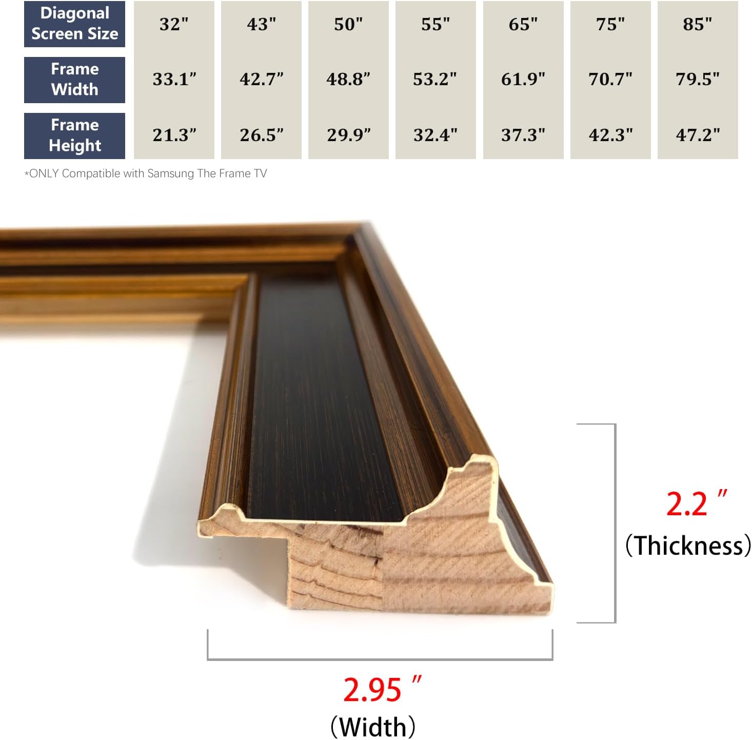 Black TV frame 50' (Gilded Noir, 50-LS03) - Compatible ONLY with Samsung The Frame TV and Pro TVs (Fits 2021-2026, LS03A, LS03B,LS03C,LS03D,LS03FA,LS03FW)
