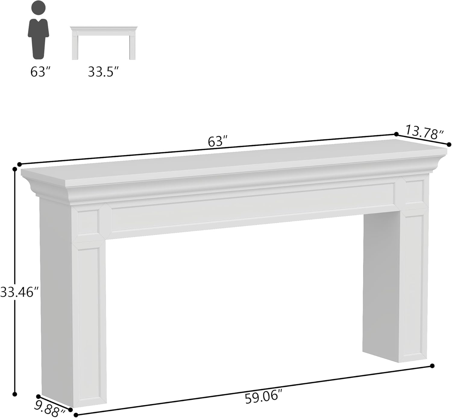 Loomie 63' Long Console Tables for Entryway, Modern Rectangular Sofa Table Behind the Couch, Narrow Long Entry Accent Table for Living Room, Entrance, Hallway, Foyer (White)
