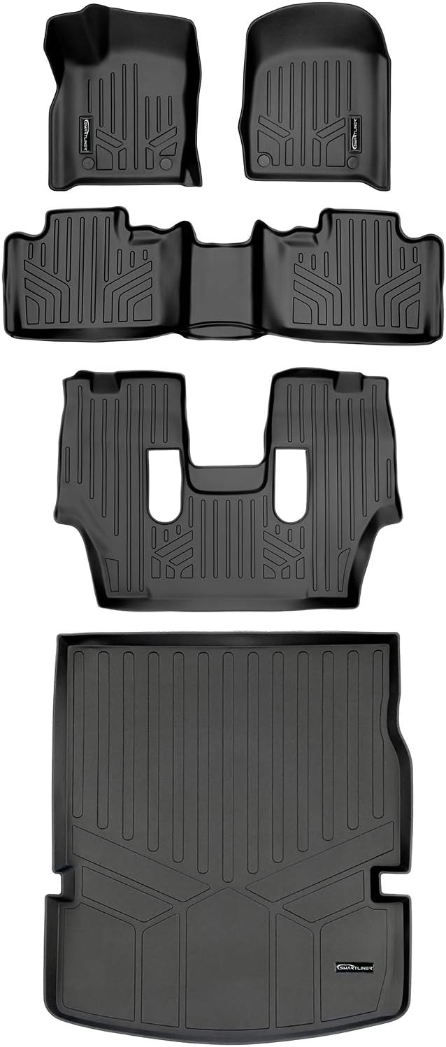 SMARTLINER Floor Mats 3 Rows and Cargo Liner Behind 2nd Row Set for 2016-2025 Dodge Durango