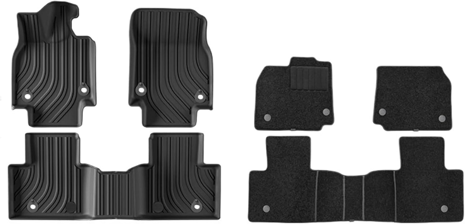 Compatible for Toyota Crown 2023 2024 Floor Mats and Cargo Liner,All Weather Protection TPE 3D 1st & 2nd Row Accessories(Left Rudder)(Red)