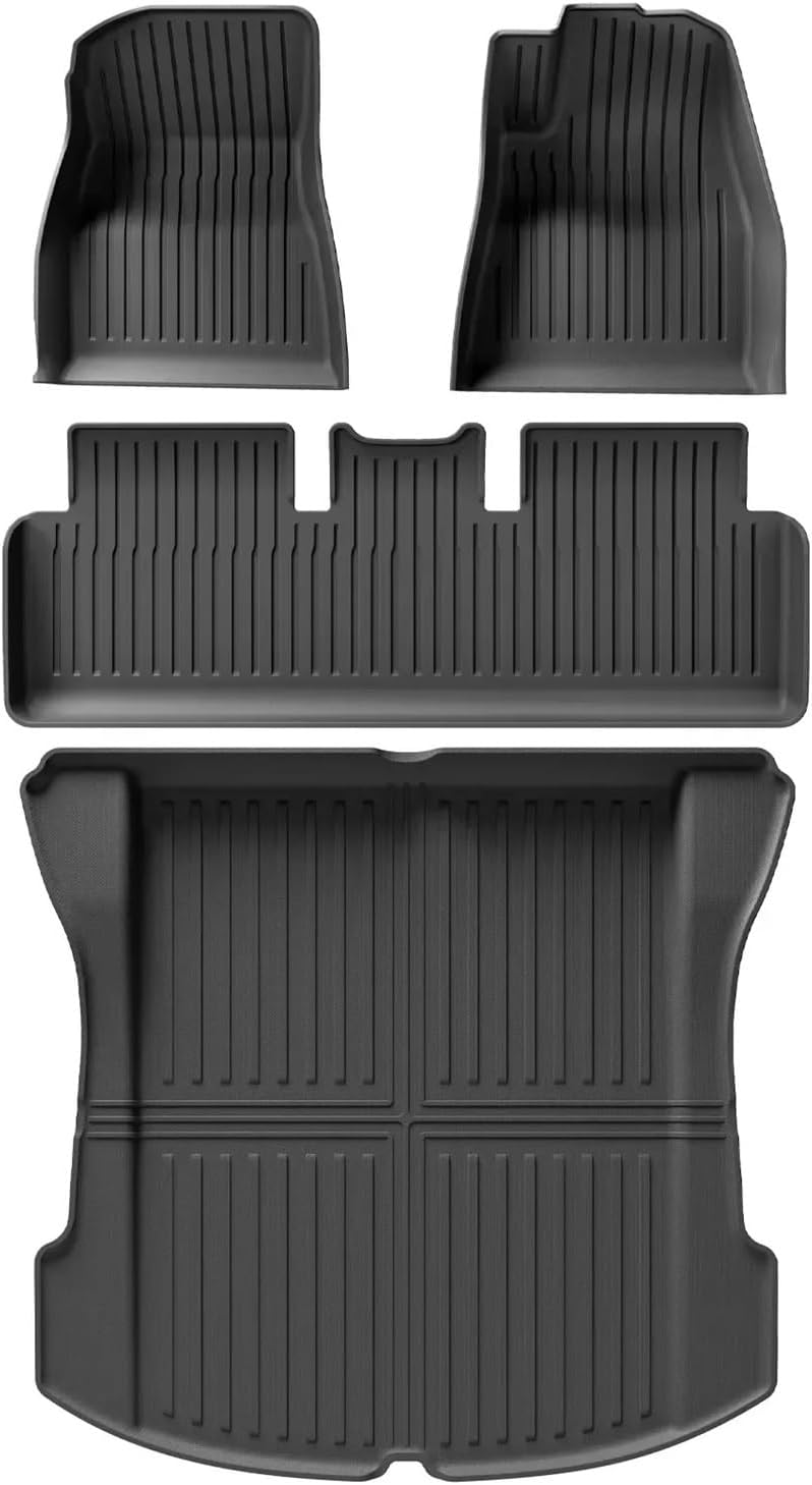 Compatible with Tesla Model 3 2021 2022 2023 Car Floor Mats Cargo Liner Trunk Pad 3D TPE Waterproof Protective Black(M3 RHD 4PCS)