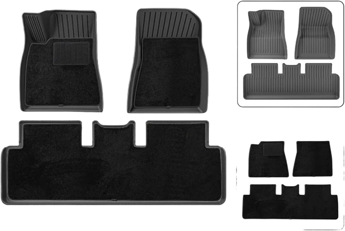 Floor Mats TPE All Weather Front Rear Cargo Liner Mat Waterproof Anti-Slip Mats Accessories C | Compatible with Tesla Model 3 Highland 2024 2025(2024 M3D FM LHD)
