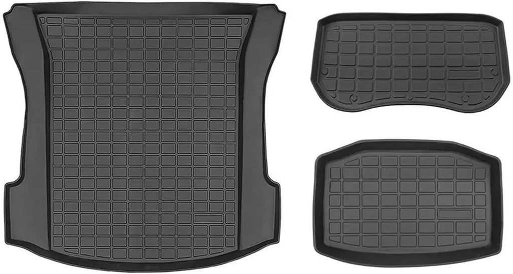 Anti Slip Front Trunk Rear Trunk Storage Mat All Weather Cargo Liner Floor Mats 3pcs TPE Mats Compatible with Tesla Model 3