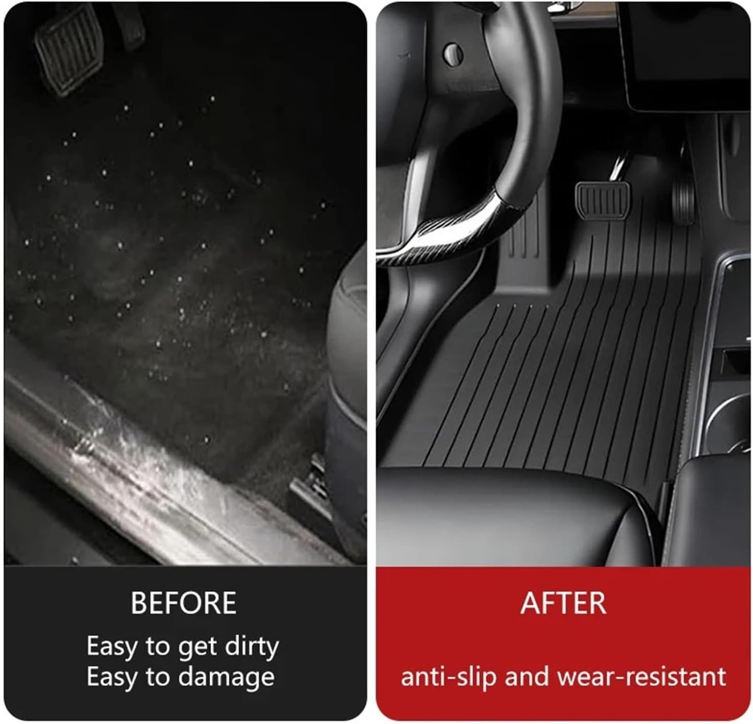 NovaAcc 2025 2024 Floor Mats Cargo Liners Compatible with Tesla Model Y 3 Highland 5-Seat All Weather TPE Cargo Trunk Mats Accessories(Model Y 2025 4PCS)