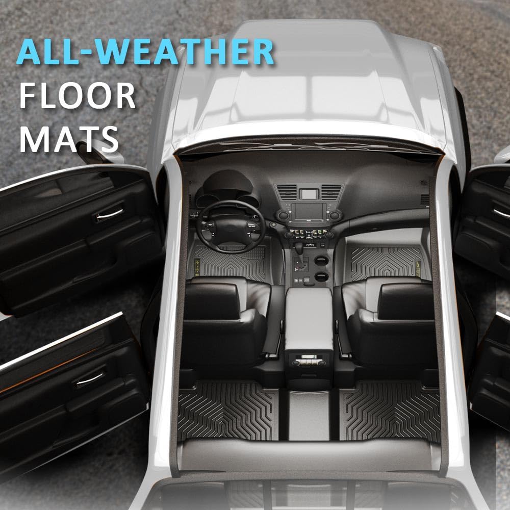 ALLGOOD TPE All Weather Car Floor Mats Fit VW Atlas 7 Passenger 2018-2026 5PCS 1st & 2nd & 3rd Row Floor Liners for Car Black