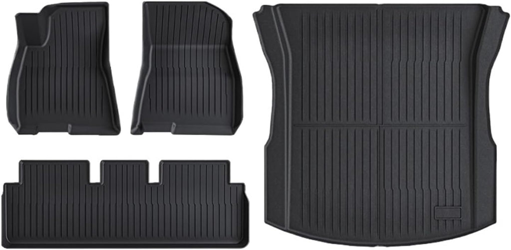 NovaAcc 2025 2024 Floor Mats Cargo Liners Compatible with Tesla Model Y 3 Highland 5-Seat All Weather TPE Cargo Trunk Mats Accessories(Model 3 2025 4PCS)