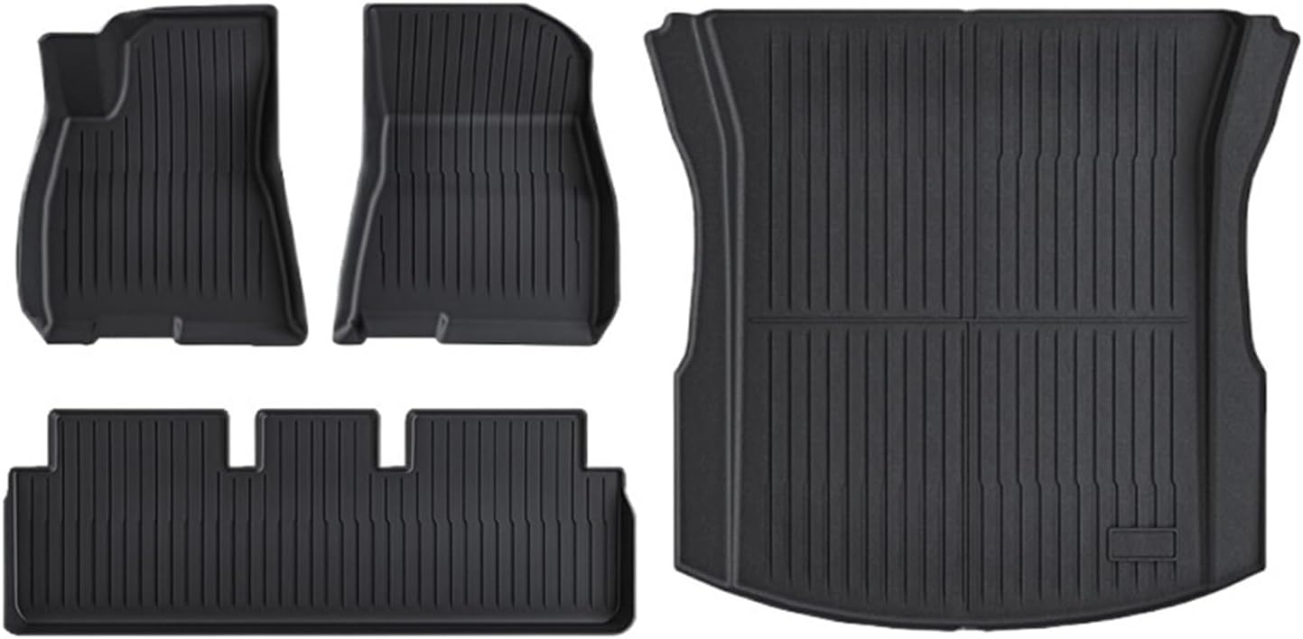 NovaAcc 2025 2024 Floor Mats Cargo Liners Compatible with Tesla Model Y 3 Highland 5-Seat All Weather TPE Cargo Trunk Mats Accessories(Model 3 2025 4PCS)