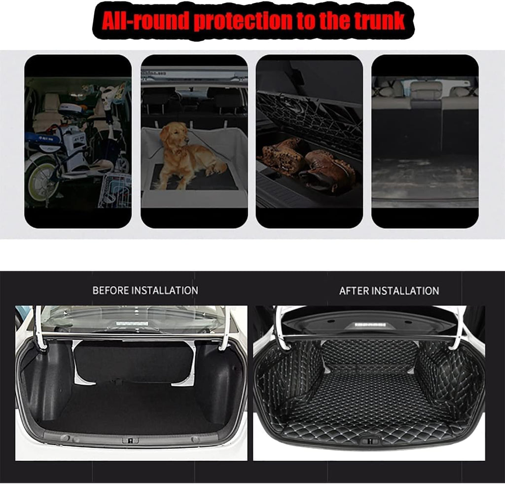 Car Leather Trunk Mat for Toyota RAV 4 2009 2010 2011 2012 2013, Full Coverage Cargo Liner Protection Boot Mats Non-Slip Rear Tray Carpet Accessories,Black