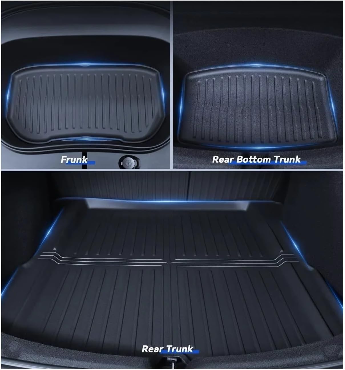Compatible with Tesla Model 3 Highland 2024 Floor Mats and Cargo Liner Waterproof Anti-Slip Trunk Mat TPE Backrest Pads Accessories(4PCS Set)