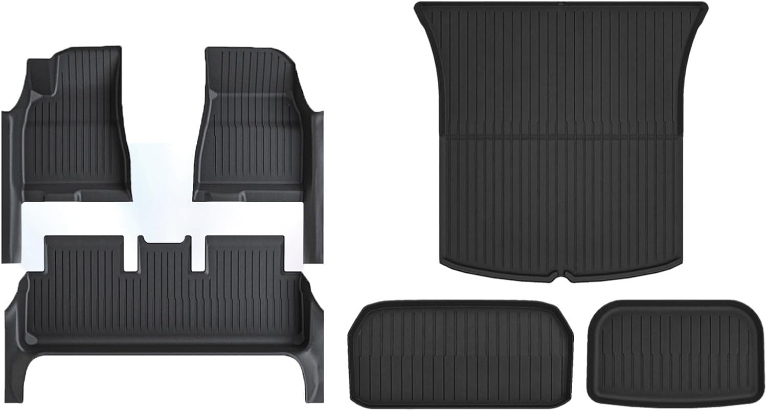 for Tesla Model 3 Highland 2024 TPE Full Cover Floor Mats with Door Sill Protector, Set Liners Cargo Liner Seat Back(6PCS Floor Mats)