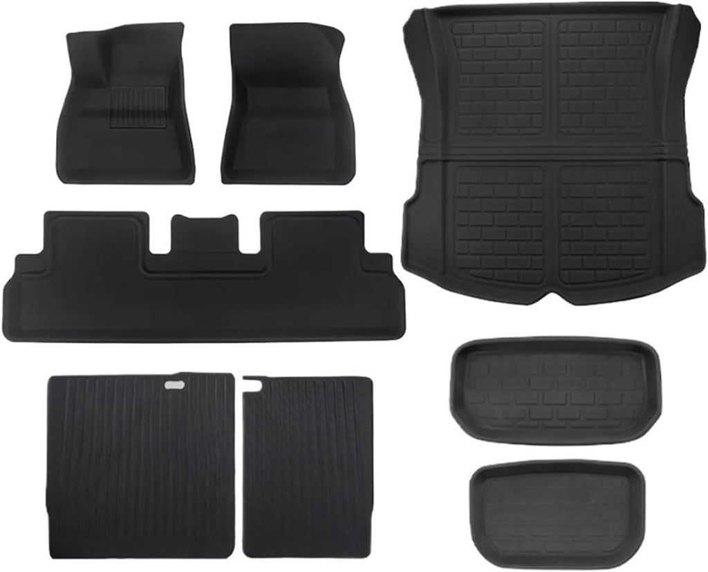Floor Mats Compatible with Tesla Model 3 2021-2024 Highland Model Y 2017-2024 Custom All Weather Cargo Liner Trunk Accessories(M3 21-23 10 8PCS)