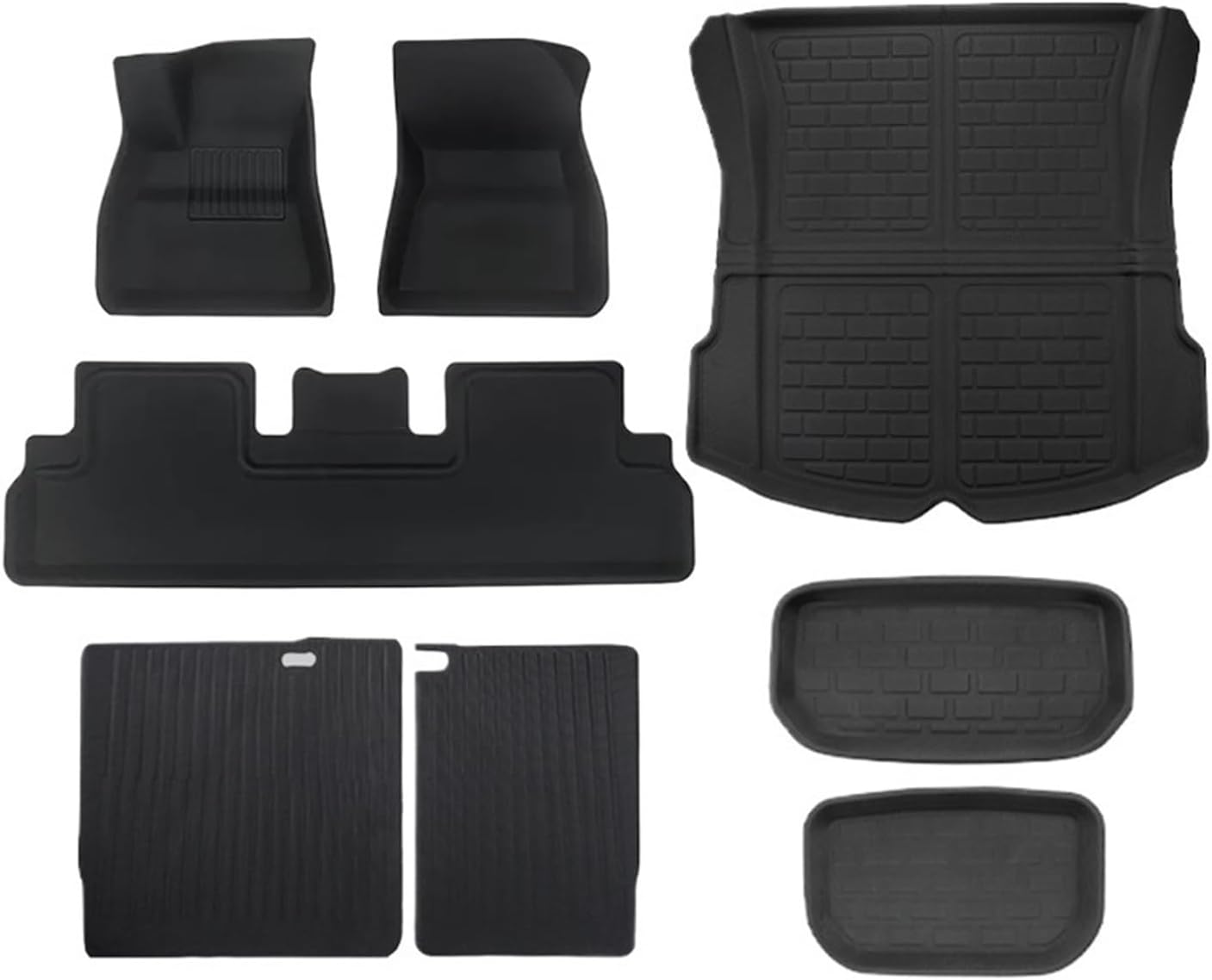 Floor Mats Compatible with Tesla Model 3 2021-2024 Highland Model Y 2017-2024 Custom All Weather Cargo Liner Trunk Accessories(M3 21-23 10 8PCS)