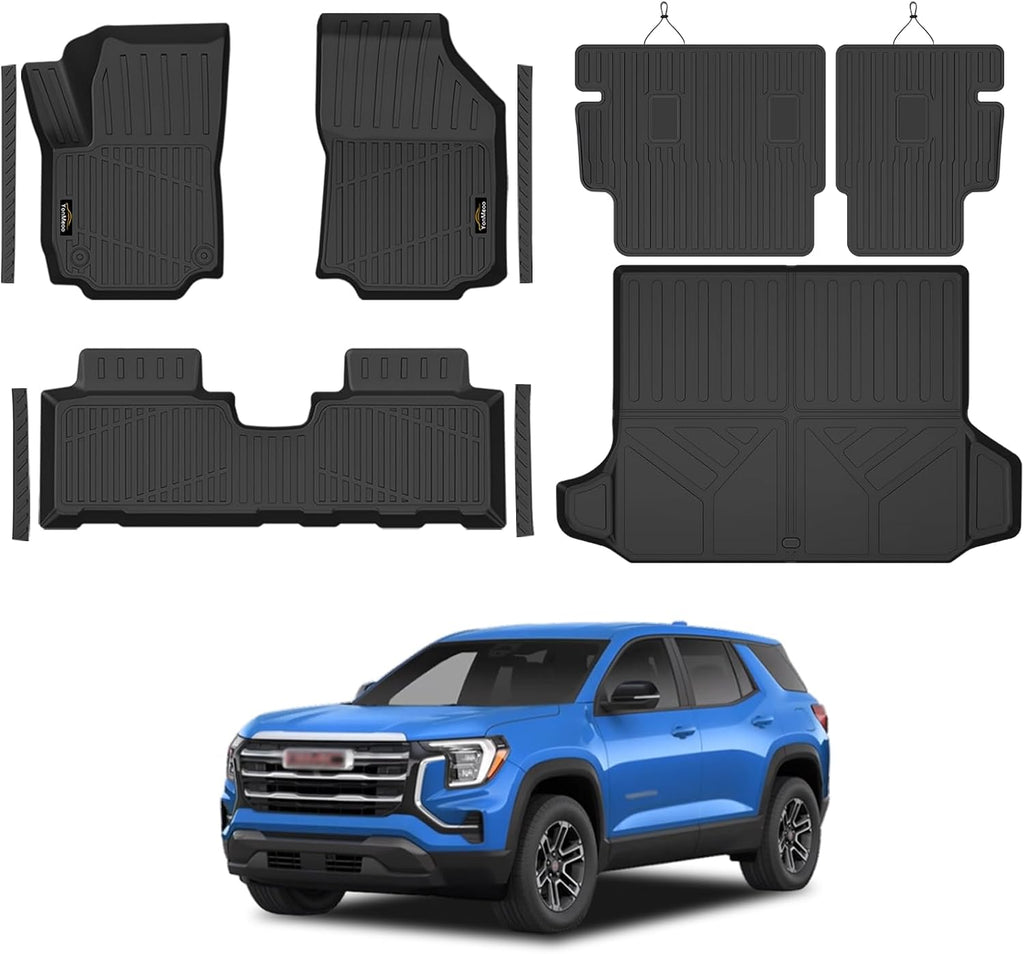 Floor Mats Custom for GMC Terrain 2018-2024 Trunk Mat with Backrest Mat All Weather TPE Full Set Liners Cargo Protector & Door Sill Guards for Terrain Accessories, Black