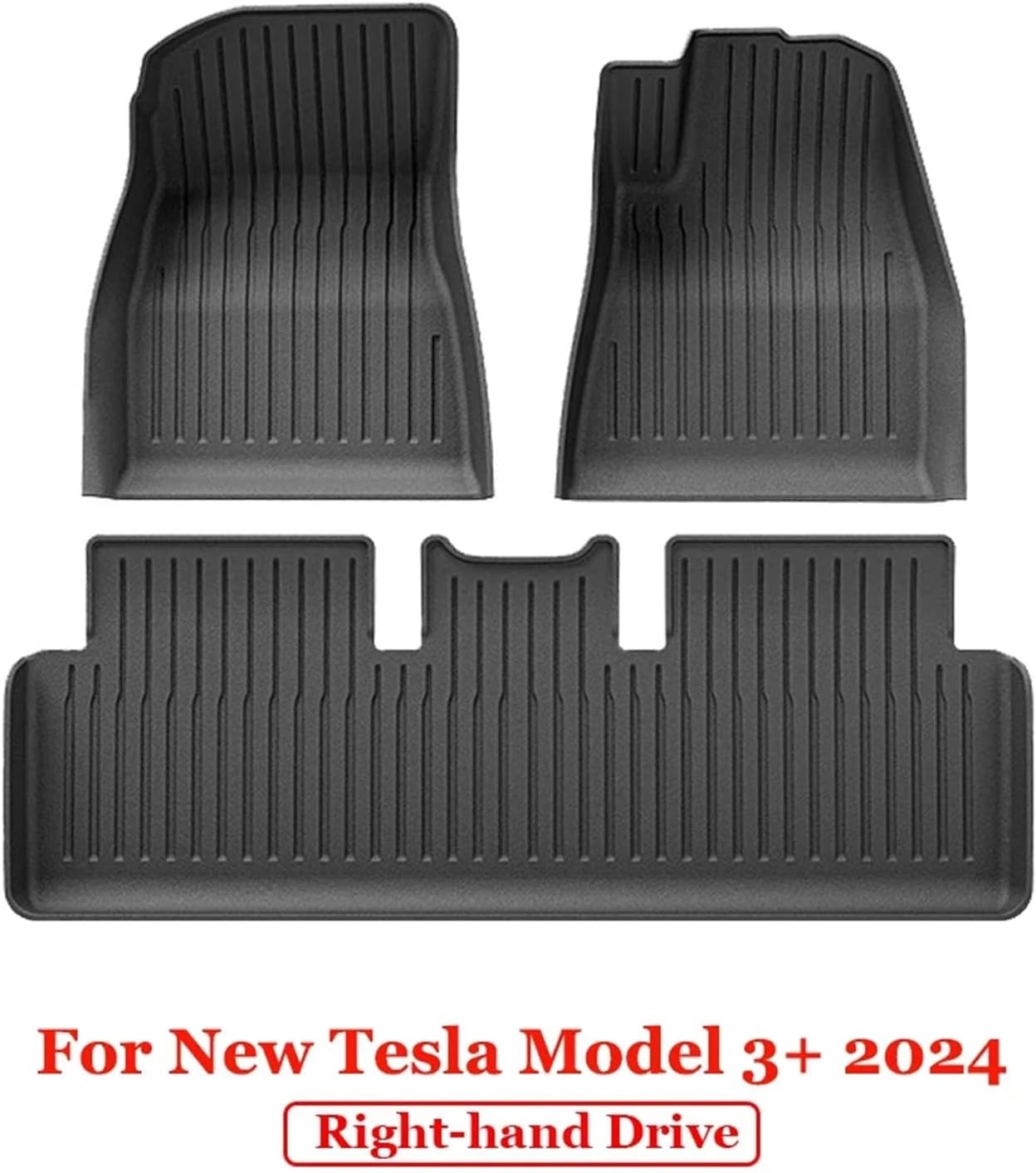 for 2024 2025 Tesla Model 3 Highland Floor Mats TPE All Weather Front Rear Cargo Liner Mat Waterproof Anti-Slip Accessories(2024 M3 FM RHD)