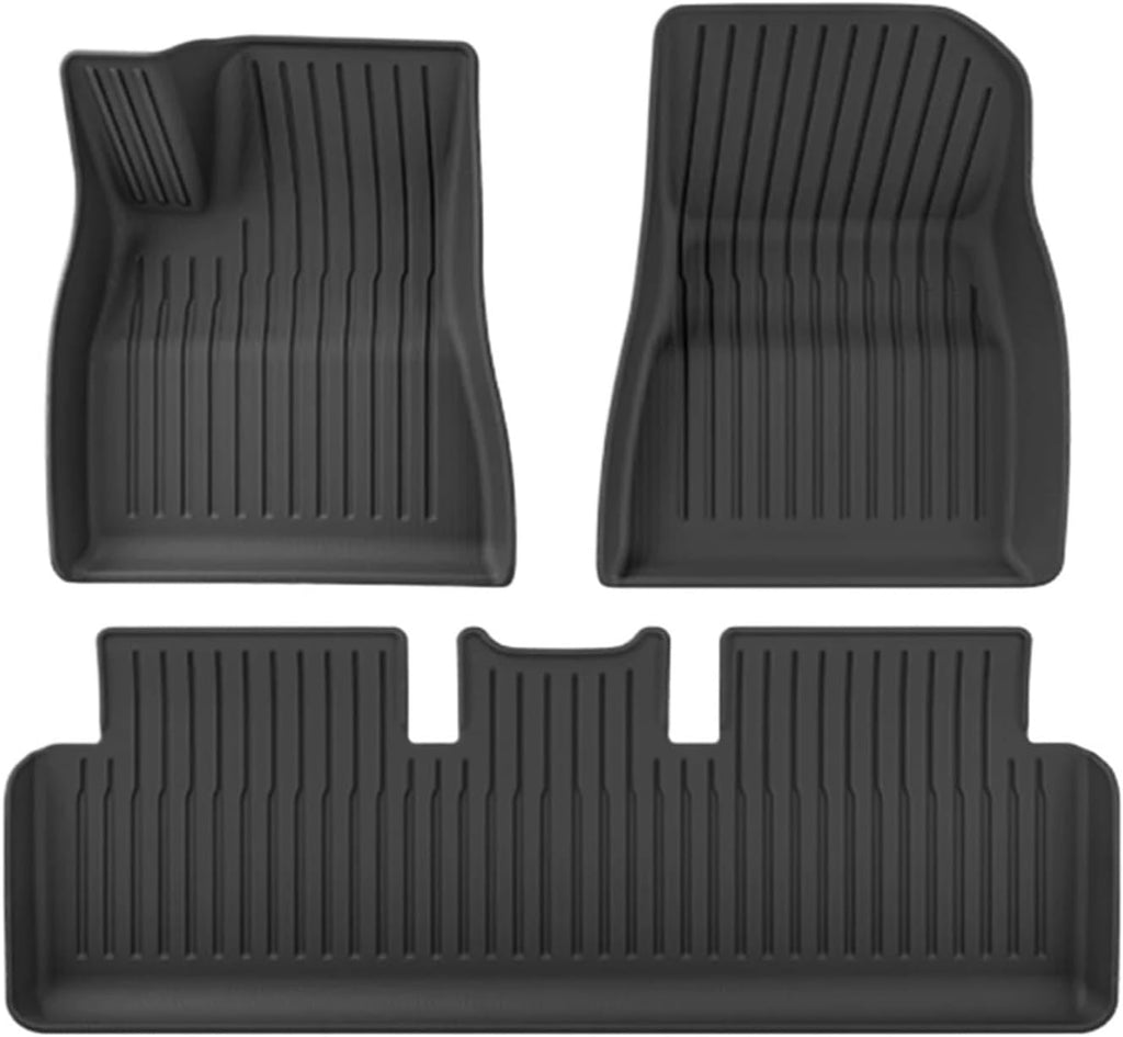TPE 2024 2025 Compatible with Tesla Model 3 Highland Floor Mats All Weather Front Rear Cargo Liner Mat Waterproof Anti-Slip Mats Accessories(3pcs LHD Floor Mat)