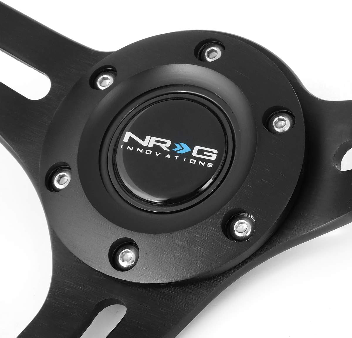 Auto Dynasty NRG ReinReplacement forced RST-018BR-BK 350mm 3Deep Dish Matte Black Spoke Brown Wood Grip Steering Wheel