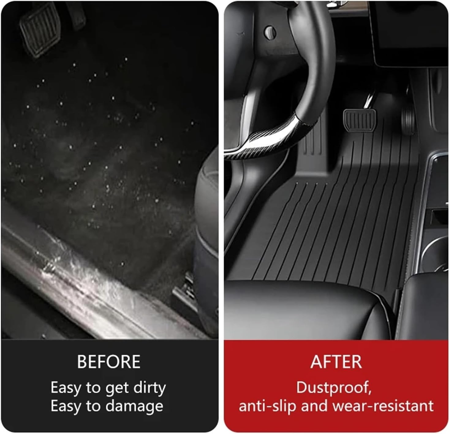 Floor Mats for Tesla Model 3 Y 2021-2024 5-Seater Custom Fit All Weather Heavy Duty TPE Cargo Liner Trunk Accessories(3 2024 TPE RHD 4PCS)