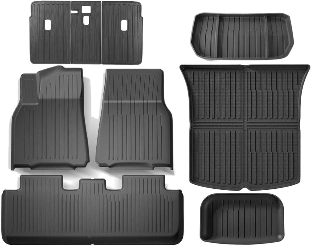 TPE Floor Mats Compatible with Tesla Model 3 Highland 2024 Model Y 2024-2017, Upgraded WP Anti-Slip Front Rear Cargo Liner Trunk Mat(6PCS for Model Y)