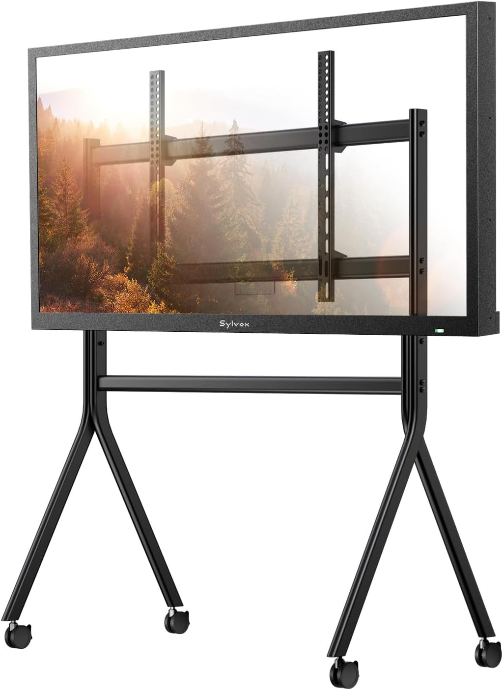 SYLVOX 65 inch Outdoor TV with Rolling Stand, Ultra-Narrow Bezel, 4K Smart TV, 1000 nits, IP56 Waterproof, Dual Speakers, All-Weather Metal Chassis for Patio, Deck, Backyard (Frameless Series)